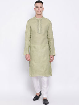 Devoiler - Men Green Straight Kurta