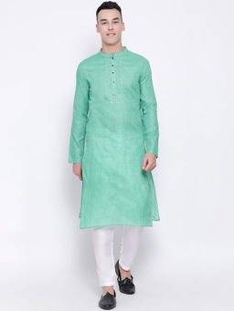 Devoiler - Men Sea Green Straight Kurta