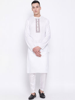Devoiler - Men White Straight Kurta