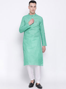Devoiler - Men Turquoise Straight Kurta