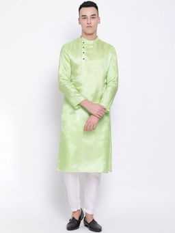 Devoiler - Men Green Solid Straight Kurta