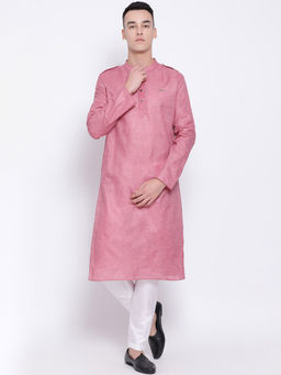 Devoiler - Men Pink Straight Kurta