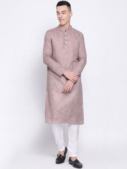 Devoiler - Men Taupe Straight Kurta
