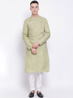 Devoiler - Men Green Straight Kurta