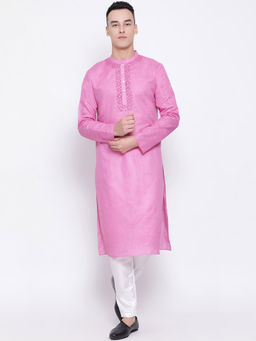 Devoiler - Men Pink Straight Kurta