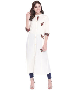Divena - Off White Sequin Work Khadi Kurta