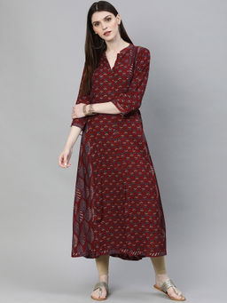 Divena - Maroon Rayon Kurta