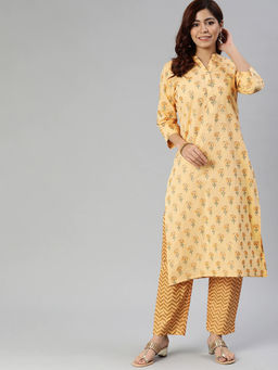 Divena - Yellow Printed Kurta And Palazzo (Set of 2)