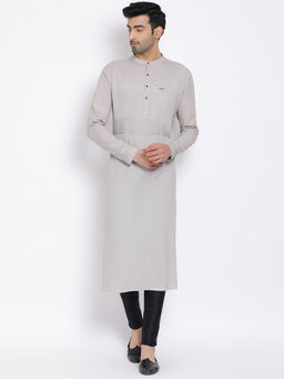 Devoiler - Regular Fit Long Grey Kurta For Men