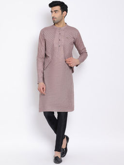 Devoiler - Mauve Regular Fit Long Kurta For Men