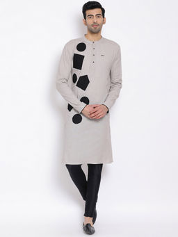 Devoiler - Regular Fit Grey Long Kurta For Men