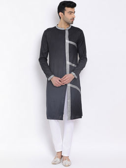 Devoiler - Regular Fit Black Long Kurta For Men