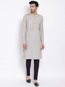 Devoiler - Regular Fit Grey Colour Long Kurta For Men