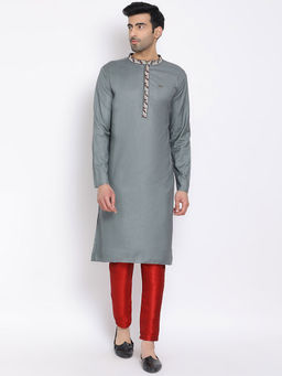 Devoiler - Regular Fit Long Kurta For Men Grey colour