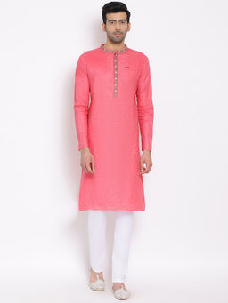 Devoiler - Regular Fit Pink colour Long Kurta For Men