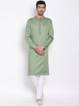 Devoiler - Men Green Straight Kurta