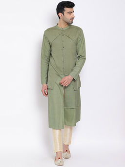 Devoiler - Men Green Straight Kurta