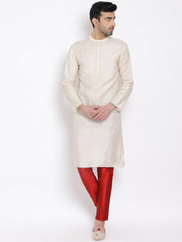 Devoiler - Regular Fit Long Kurta For Men Off White