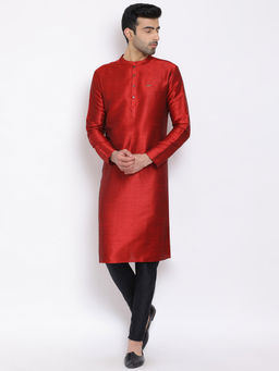 Devoiler - Regular Fit Long Kurta For Men Maroon