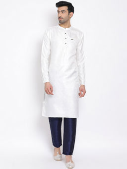 Devoiler - Regular Fit Long Kurta For Men Off White