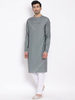 Devoiler - Regular Fit Long Kurta For Men Grey