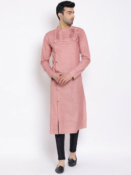 Devoiler - Regular Fit Pink Colour Long Kurta For Men