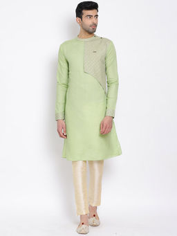 Devoiler - Green Colour Fit Long Kurta For Men