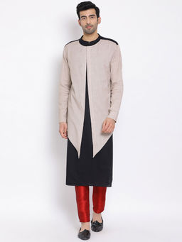 Devoiler - Regular Fit Long Kurta For Men Beige