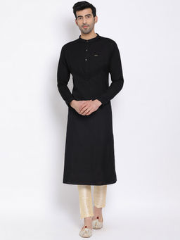 Devoiler - Regular Fit Black Color Kurta