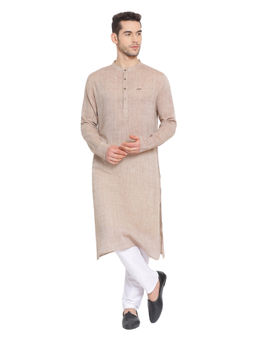 Devoiler - Regular Fit Long Kurta For Men Beige