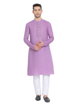 Devoiler - Regular Fit Long Kurta For Men Purple