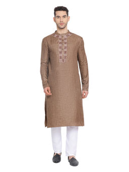 Devoiler - Regular Fit Long Kurta For Men Brown