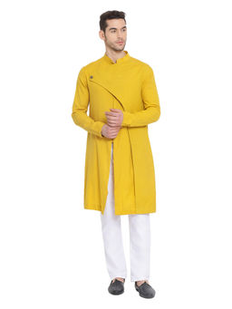 Devoiler - Regular Fit Long Kurta For Men Yellow