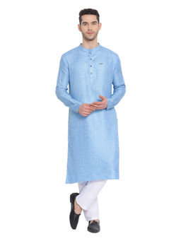 Devoiler - Regular Fit Long Kurta For Men Blue
