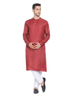 Devoiler - Regular Fit Long Kurta For Men Red