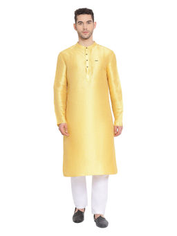 Devoiler - Regular Fit Long Kurta For Men Gold