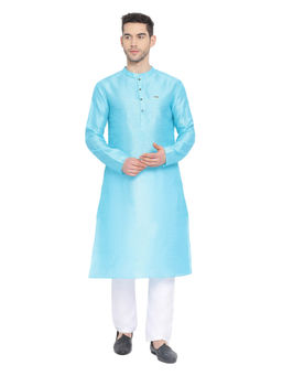Devoiler - Regular Fit Long Kurta For Men Blue