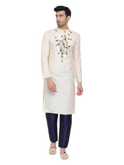 Devoiler - Regular Fit Long Kurta For Men Off White