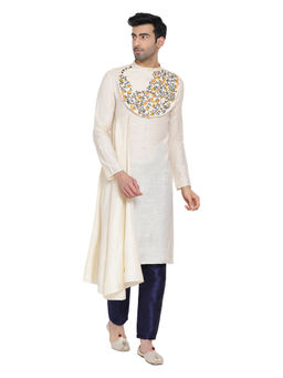 Devoiler - Regular Fit Long Kurta For Men Off White