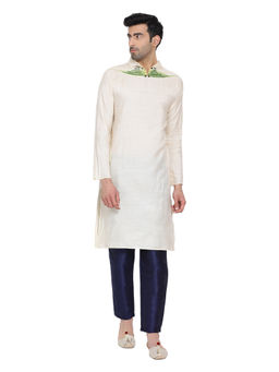 Devoiler - Regular Fit Long Kurta For Men Off White