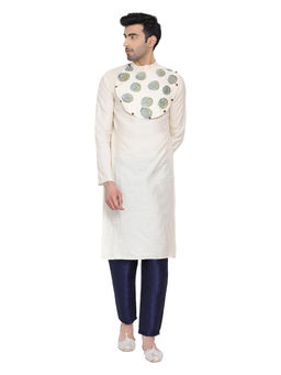 Devoiler - Regular Fit Long Kurta For Men Off White