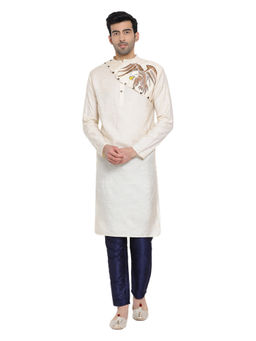 Devoiler - Regular Fit Long Kurta For Men Off White