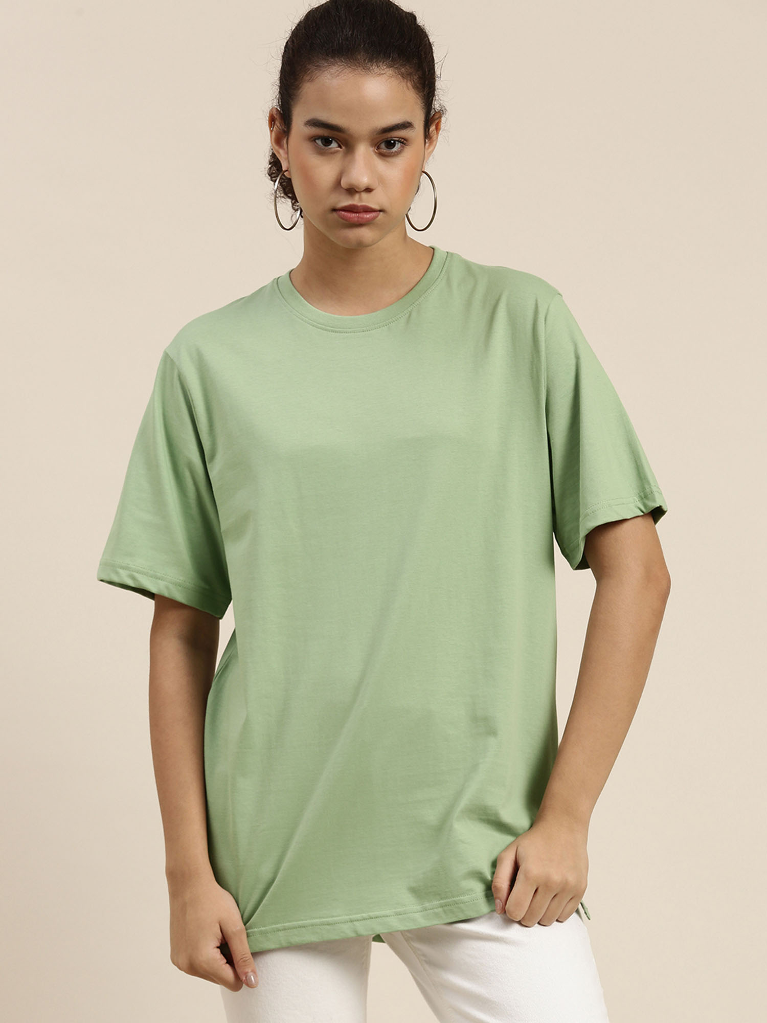 DILLINGER Green Solid Oversized T-shirt 