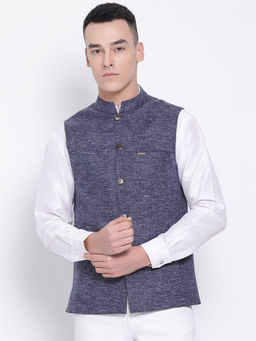 Devoiler - Purple Regular Fit Ethnic Wear Nehru Jacket For Men