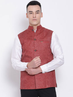 Devoiler - Maroon Colour Nehru Jacket For Men