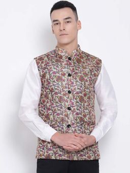 Devoiler - Regular Fit Ethnic Wear Nehru Jacket For Men Gold