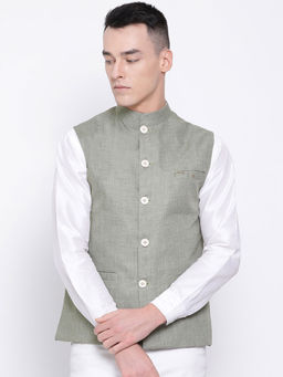Devoiler - Green Nehru Jacket