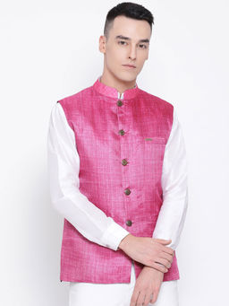 Devoiler - Pink Colour Ethnic Wear Nehru Jacket For Men
