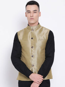 Devoiler - Regular Fit Ethnic Wear Nehru Jacket For Men Beige