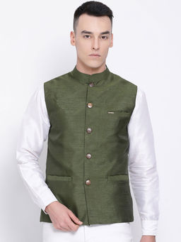 Devoiler - Green Colour Nehru Jacket For Men